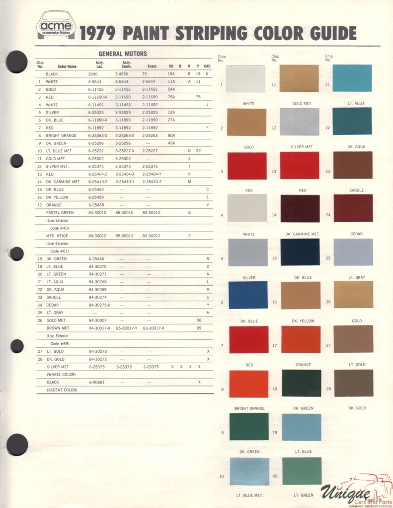 1979 General Motors Paint Charts Acme 5